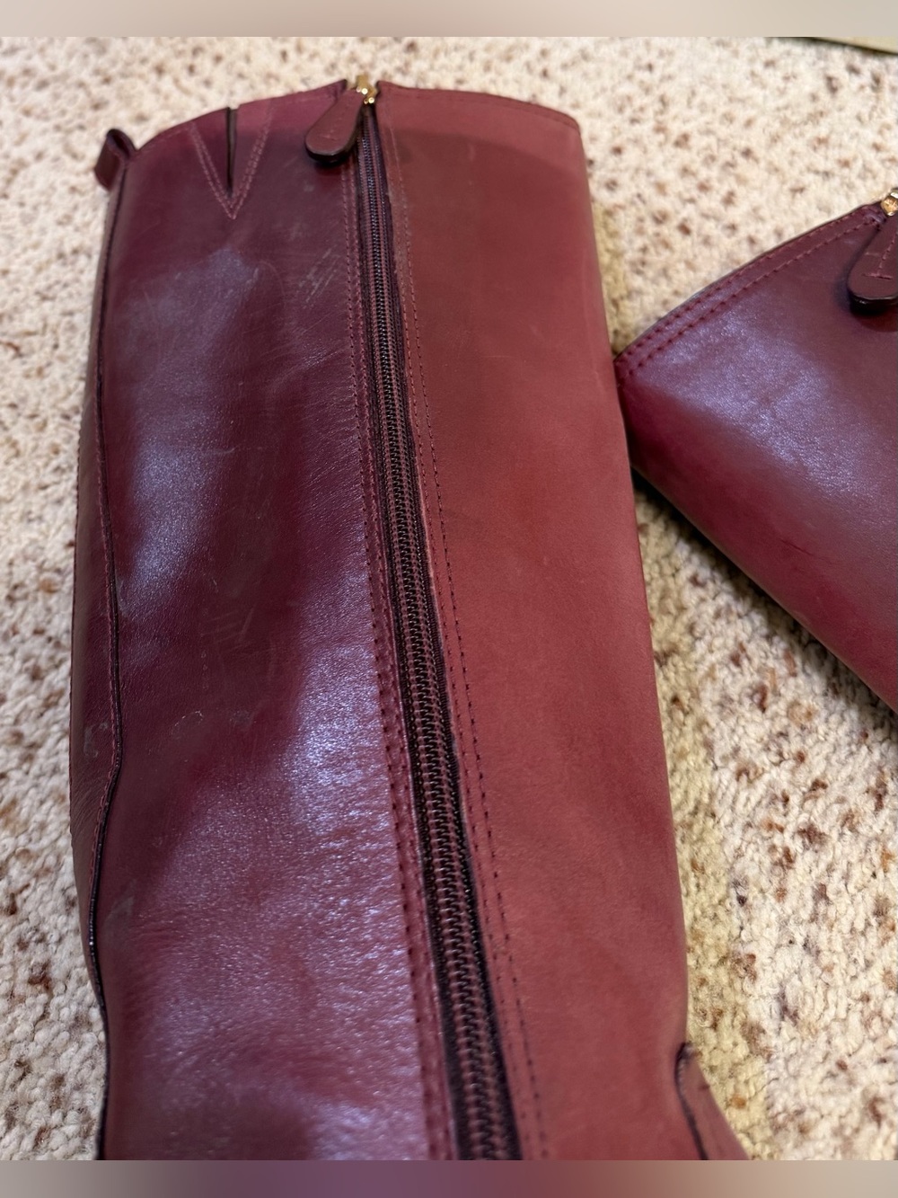 Tory Burch Leather Riding/Knee High Boots in Maroon/Red Leather, Size 8 - Picture 10 of 12